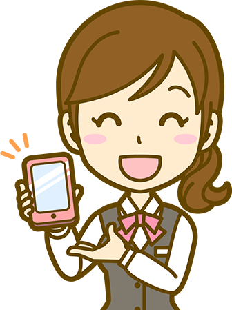 スマホを紹介する女性